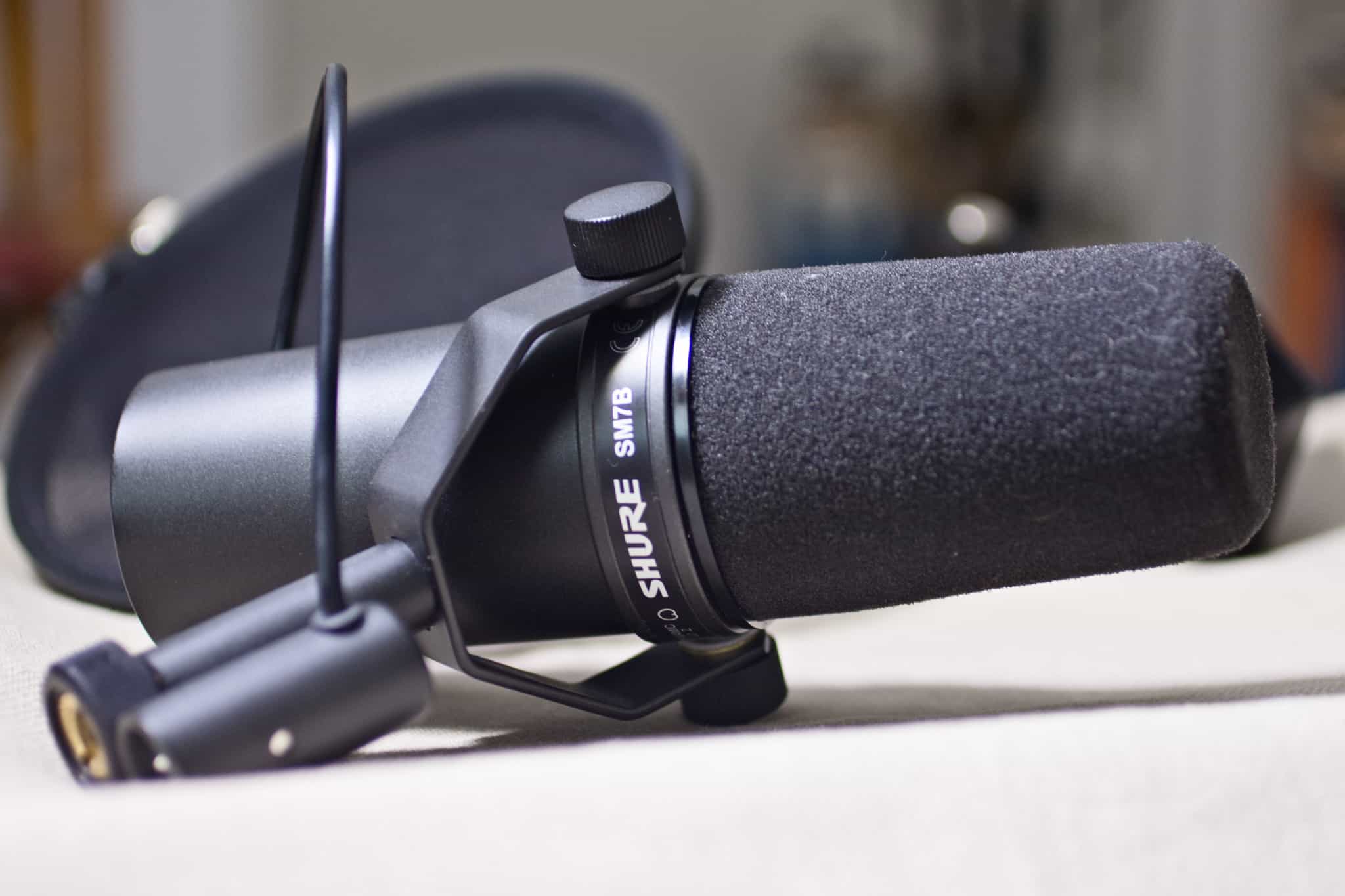 Shure SM7B Vocal Dynamic Microphone on the table