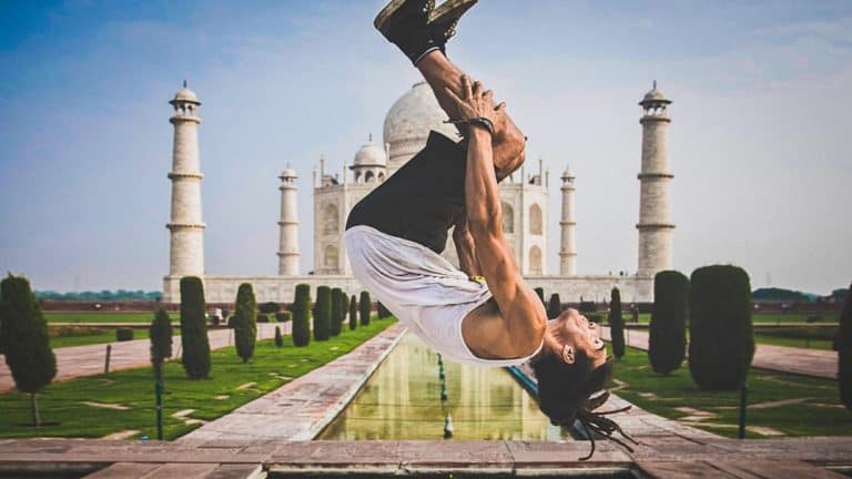 young man cartwheeling