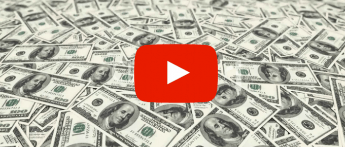 youtube button with a money background