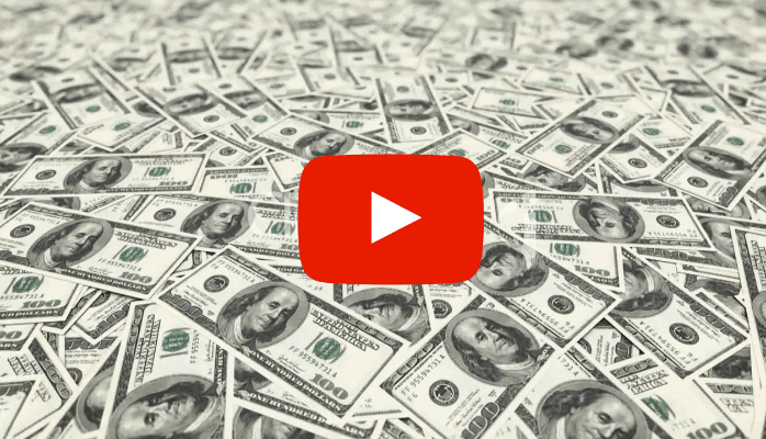 youtube button with a money background