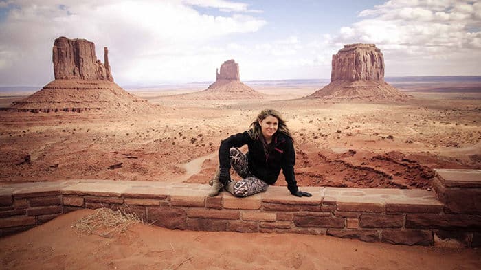 woman posing with desert background