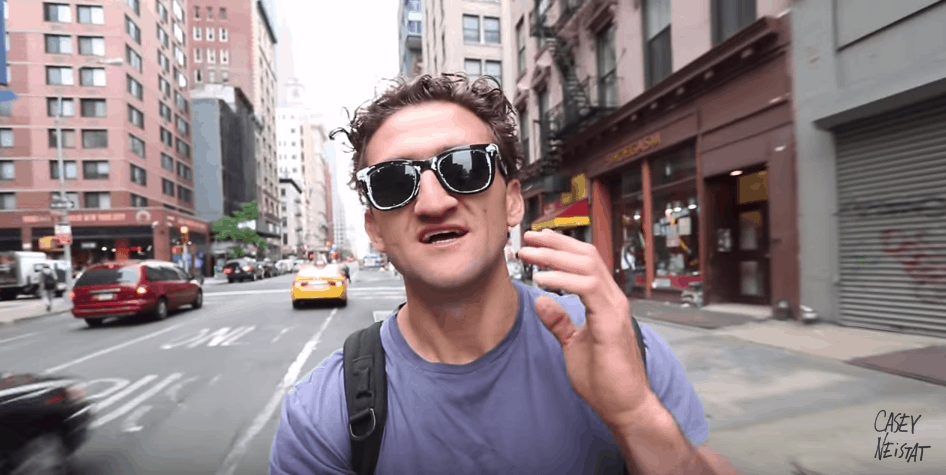 casey neistat talking to the camera from the street