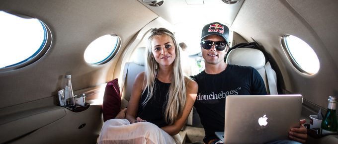 Jon Olsson on a plane