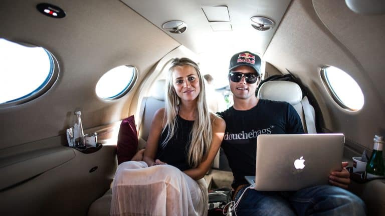 Jon Olsson on a plane