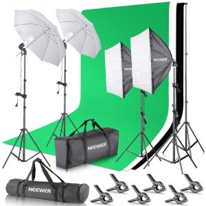 Neewer 2.6M x 3M/8.5ft x 10ft Background With 600W Umbrella Kit