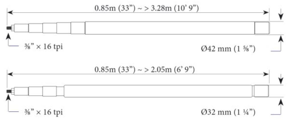 Rode Boom Pole Microphone Boom Arm dimensions 