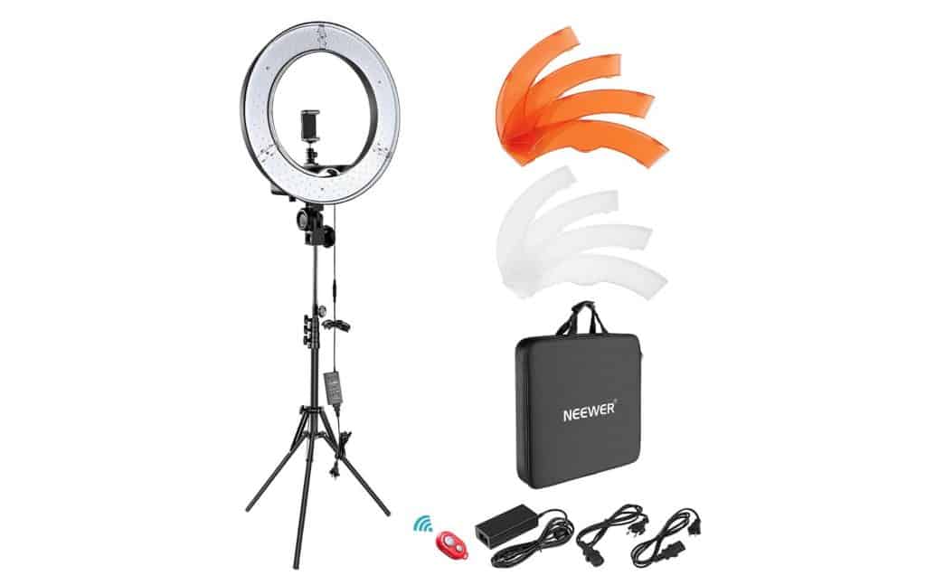 Neewer 18" Ring Light Video Kit  out of the box 