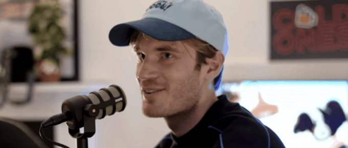 PewDiePie talking into the microphone
