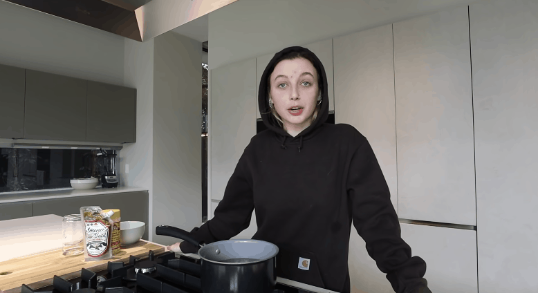 woman doing cooking tutorial