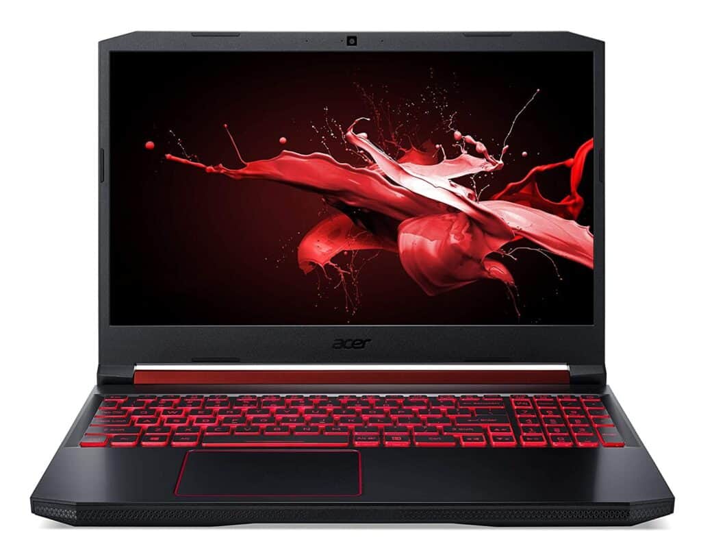 Black Acer Nitro 5 with red illuminated keyboard