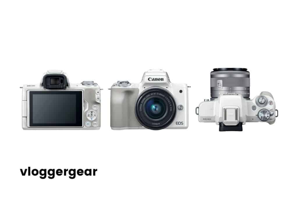 White, lightweight Canon EOS M50 vlogging camera
