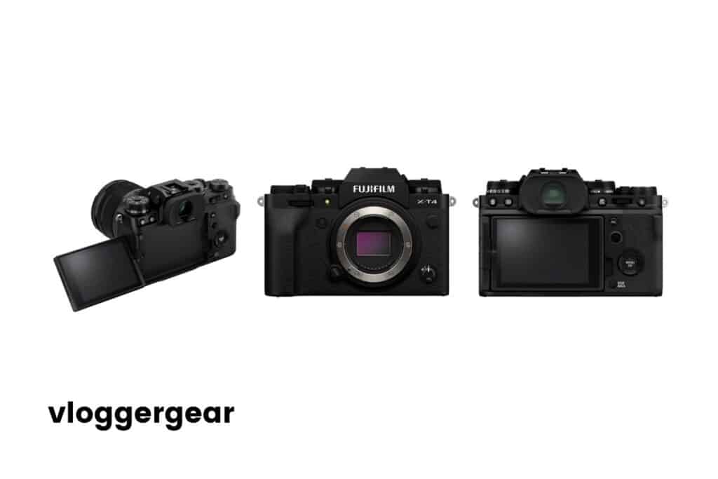 Black Fujifilm XT-4 three different angles, front, side, and rear
