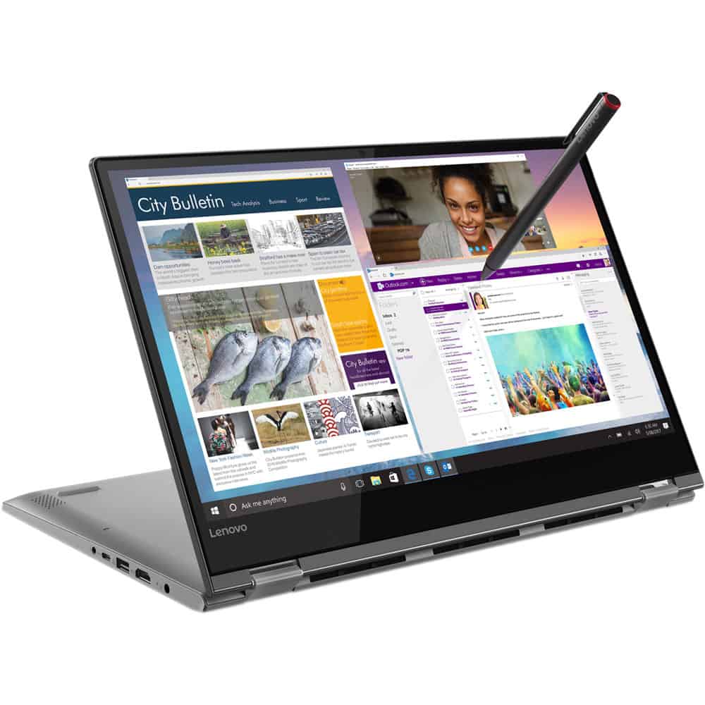 Ready to use Lenovo Flex 14 2-in-1 Convertible in gray with stylus