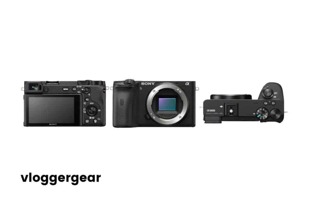 Black Sony a6600 three different angles, front, top, and rear