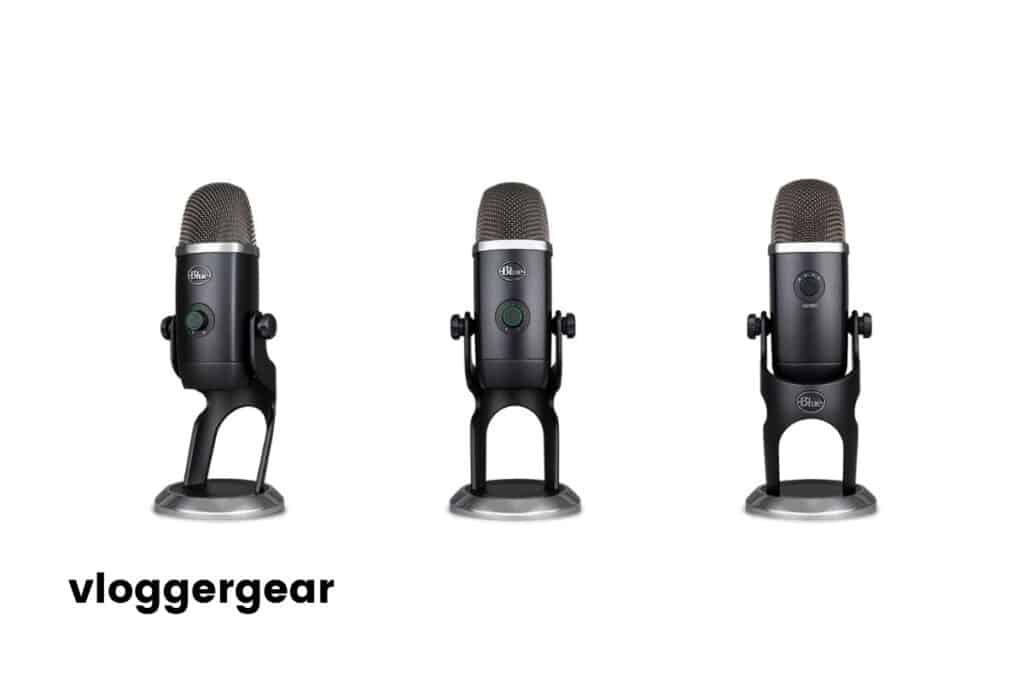 Black Blue Yeti X with base, in 3 positions