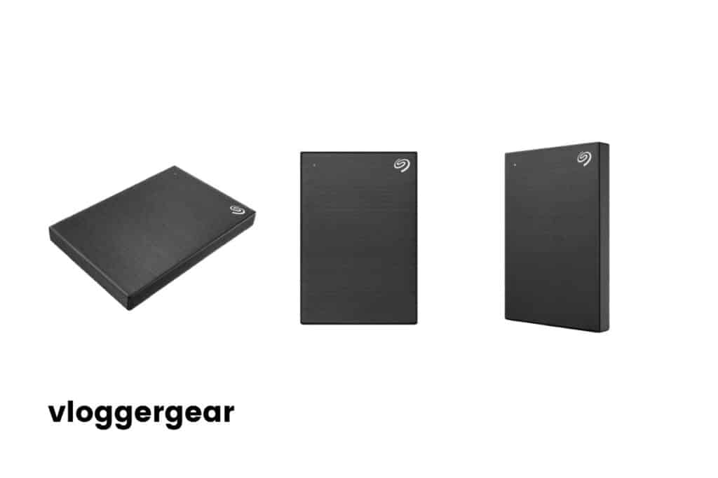 Black Seagate Portable 2TB front and side image