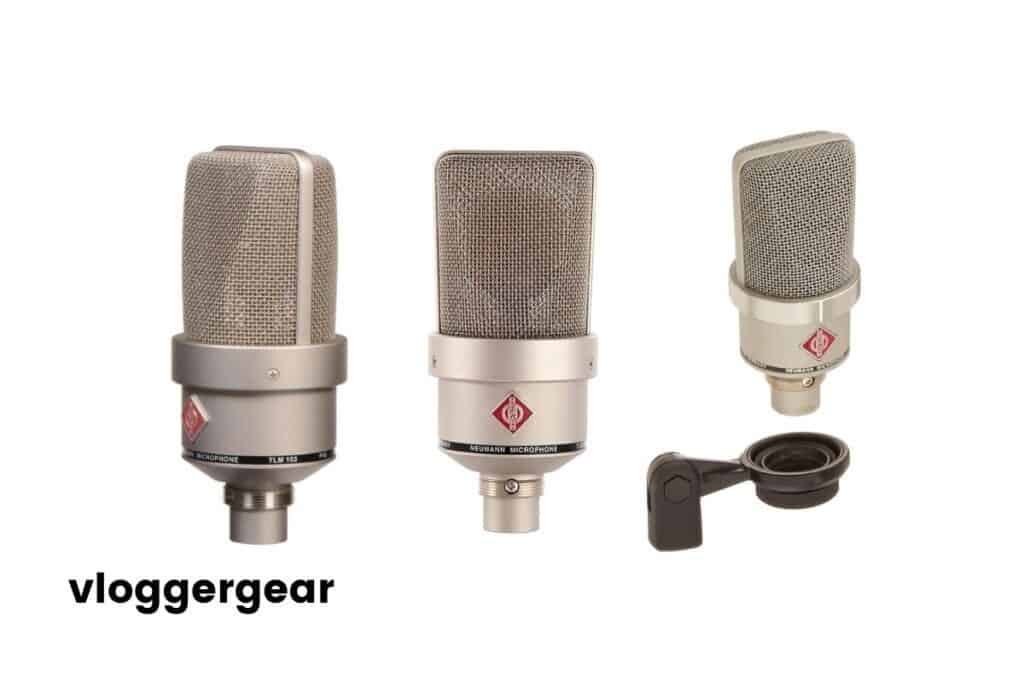 Gray Neumann TLM 103 microphone for recording voiceovers